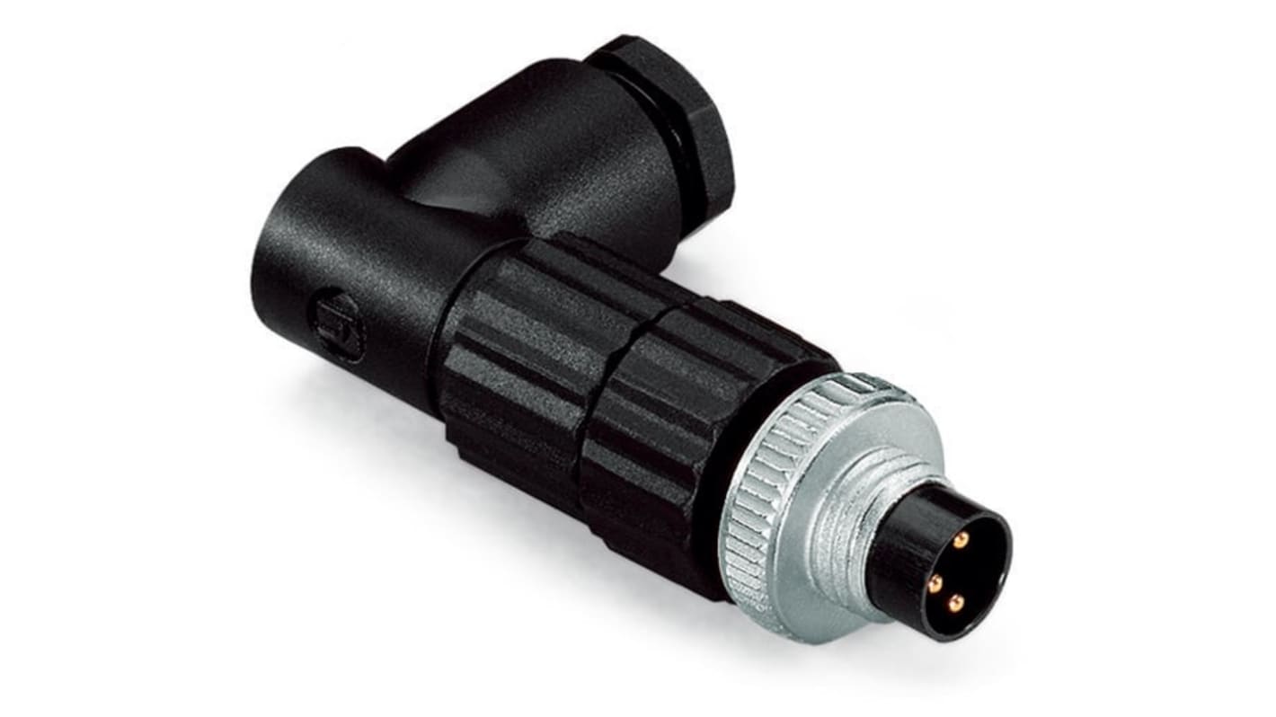 Wago Industrial Circular Connectors, 3 Contacts, Plug-In, M8 Connector, Plug, Male, IP67, 756 Series