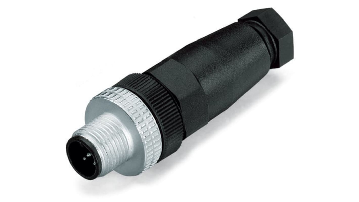 Wago Industrial Circular Connectors, 4 Contacts, Plug-In, M12 Connector, Plug, Male, IP67, 756 Series