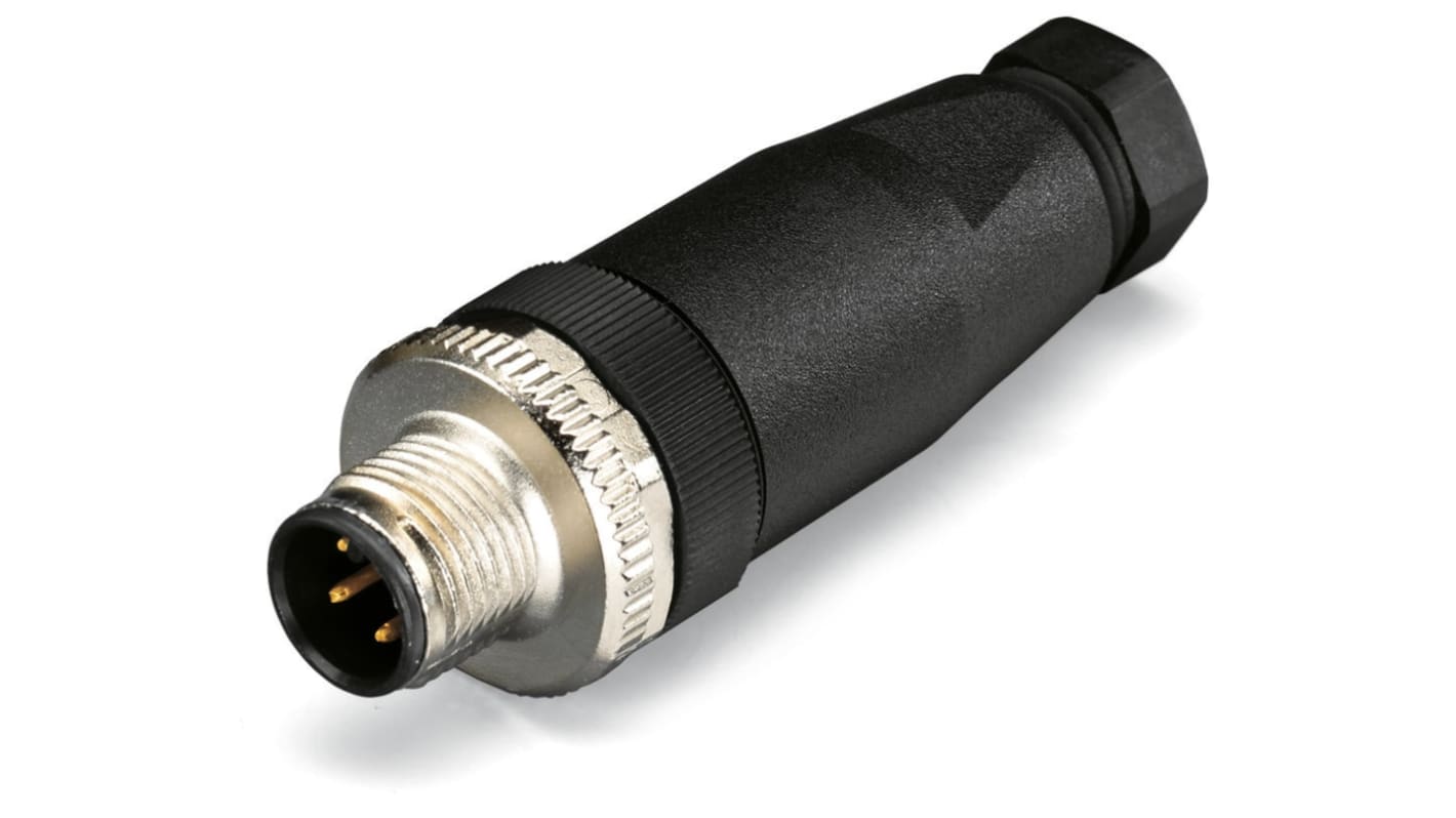 Wago Industrial Circular Connectors, 4 Contacts, Plug-In, M12 Connector, Plug, Male, IP67, 756 Series