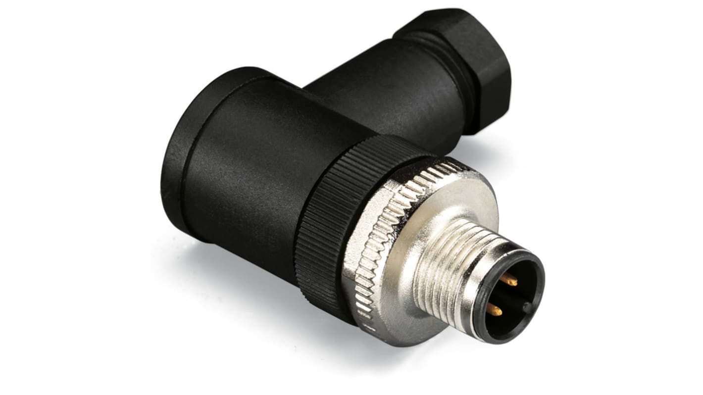 Wago Industrial Circular Connectors, 4 Contacts, Plug-In, M12 Connector, Plug, Male, IP67, 756 Series