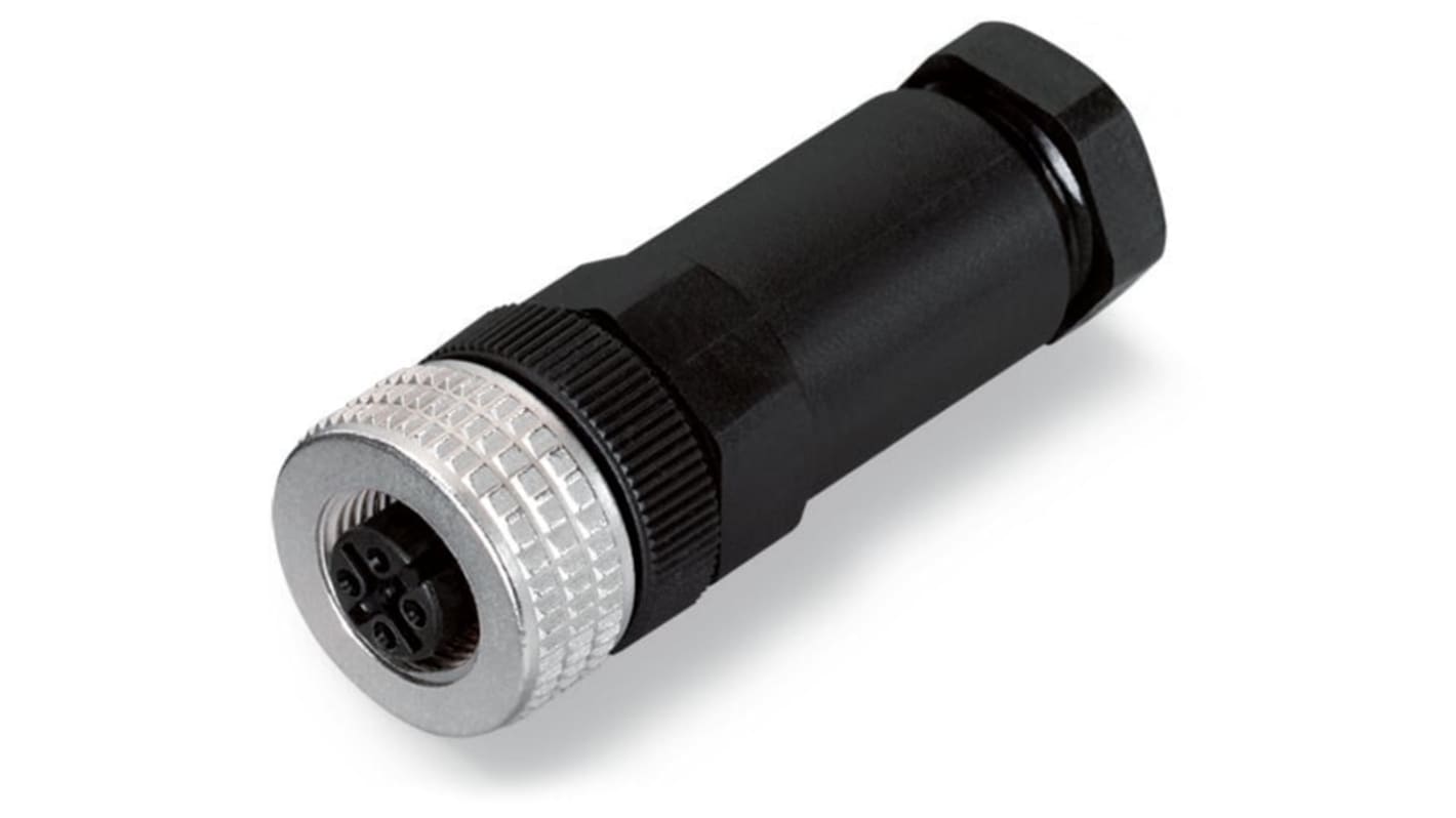 Wago Industrial Circular Connectors, 4 Contacts, Plug-In, M12 Connector, Plug, Male, IP67, 756 Series