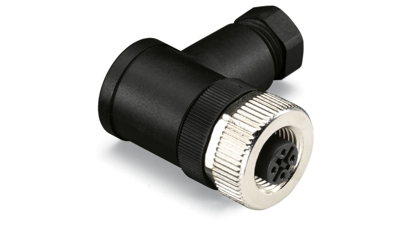 Wago Industrial Circular Connectors, 4 Contacts, Plug-In, M12 Connector, Plug, Male, IP67, 756 Series