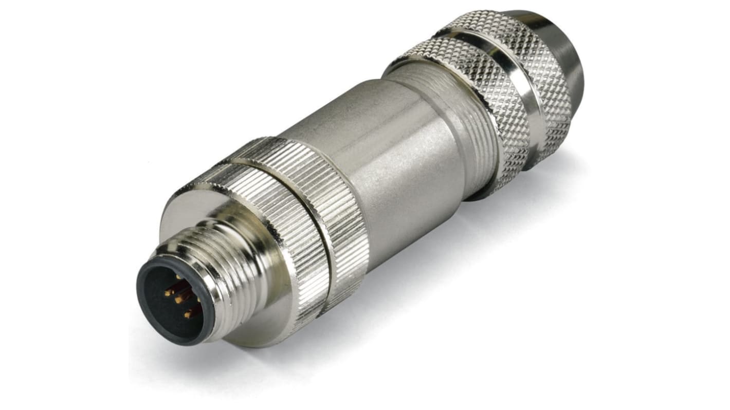 Wago Industrial Circular Connectors, 5 Contacts, Plug-In, M12 Connector, Plug, Male, IP67, 756 Series