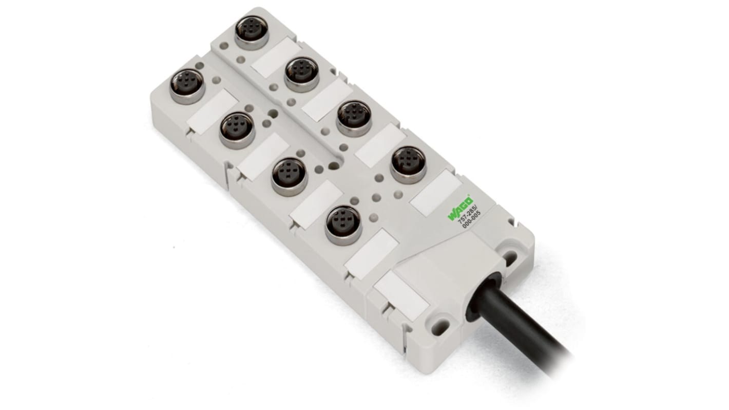 Concentrador de actuadores Wago serie 757, 4 puertos M12, 10 → 30V dc