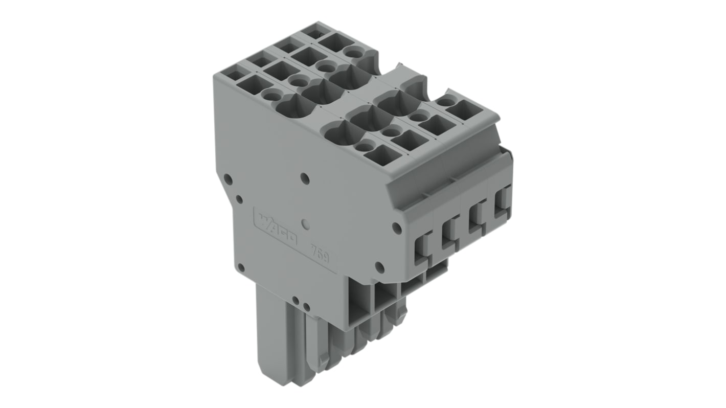 Conector hembra para PCB Wago serie 769, de 4 vías, paso 5mm, Montaje en PCB, terminación Abrazadera de Caja