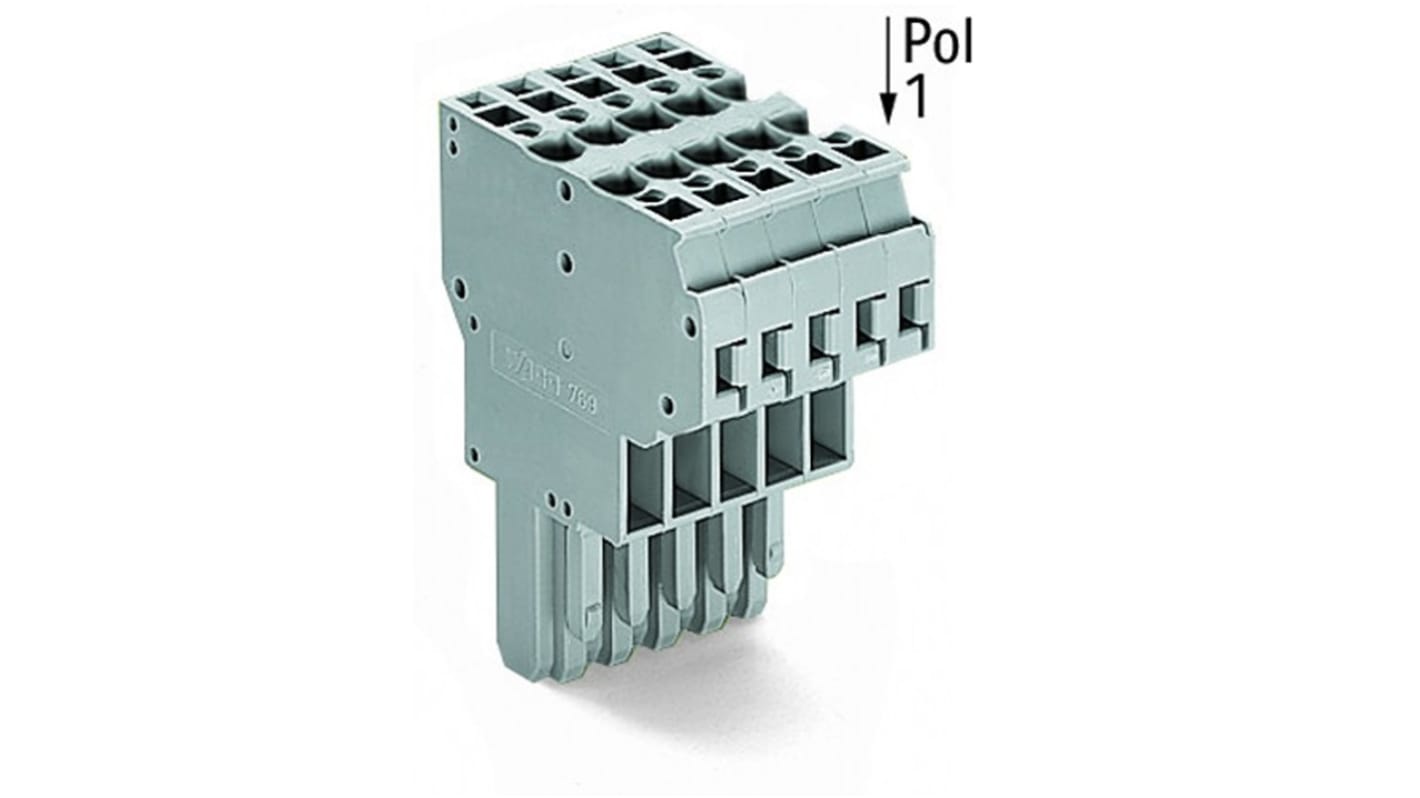 Conector hembra para PCB Wago serie 769, de 5 vías, paso 5mm, Montaje en PCB, terminación Abrazadera de Caja