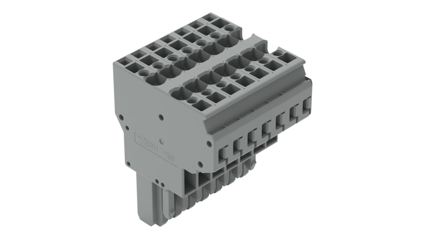 Conector hembra para PCB Wago serie 769, de 7 vías, paso 5mm, Montaje en PCB, terminación Abrazadera de Caja