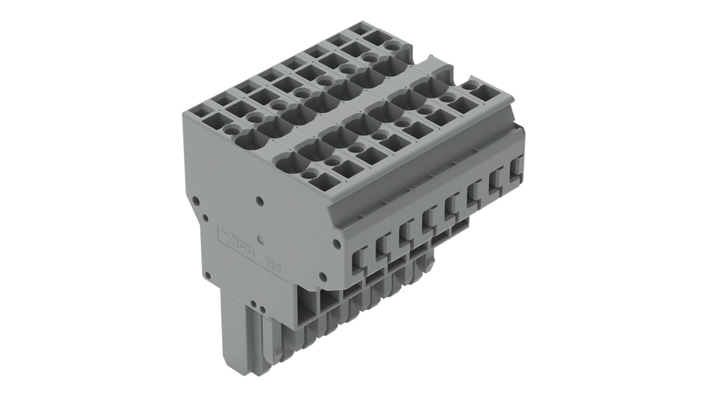 Conector hembra para PCB Wago serie 769, de 8 vías, paso 5mm, Montaje en PCB, terminación Abrazadera de Caja