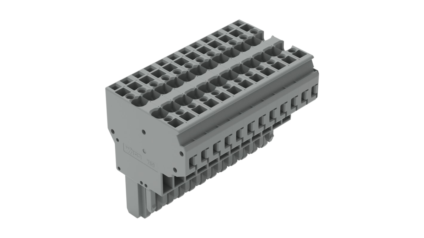 Conector hembra para PCB Wago serie 769, de 12 vías, paso 5mm, Montaje en PCB, terminación Abrazadera de Caja
