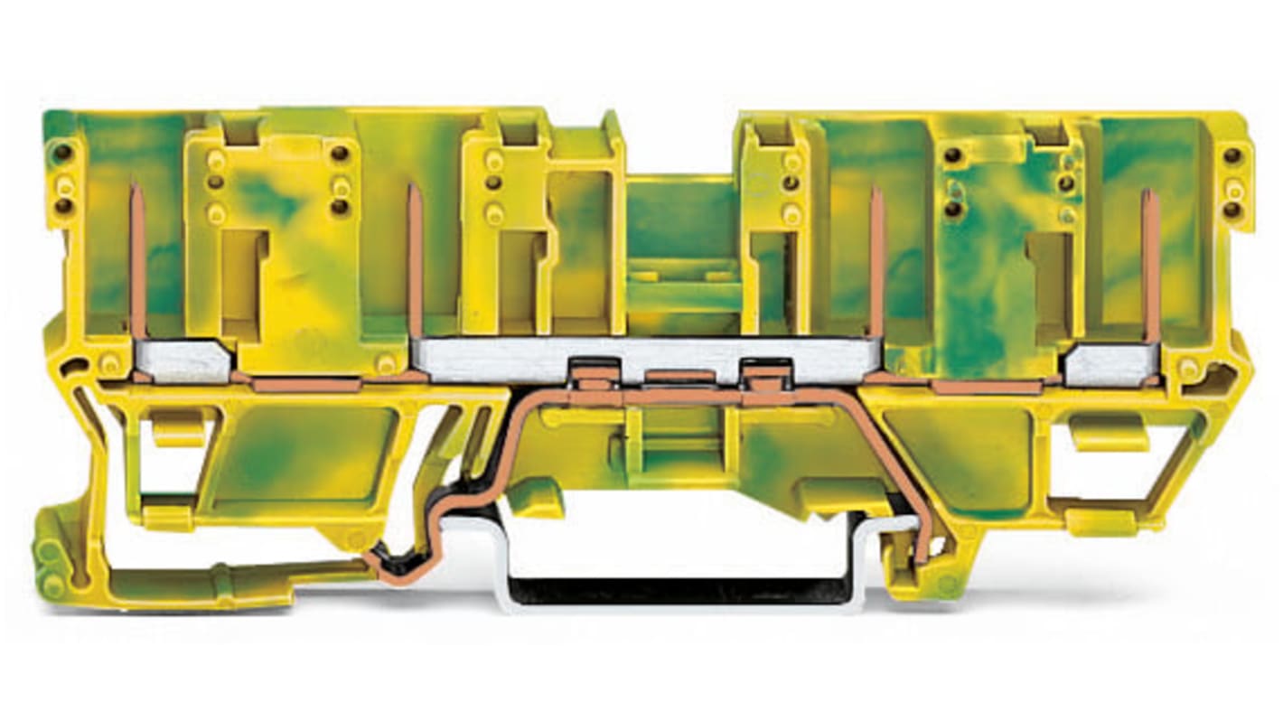 Wago 769 Series Green, Yellow Carrier Terminal Block, 1-Level, Wire Termination, CSA