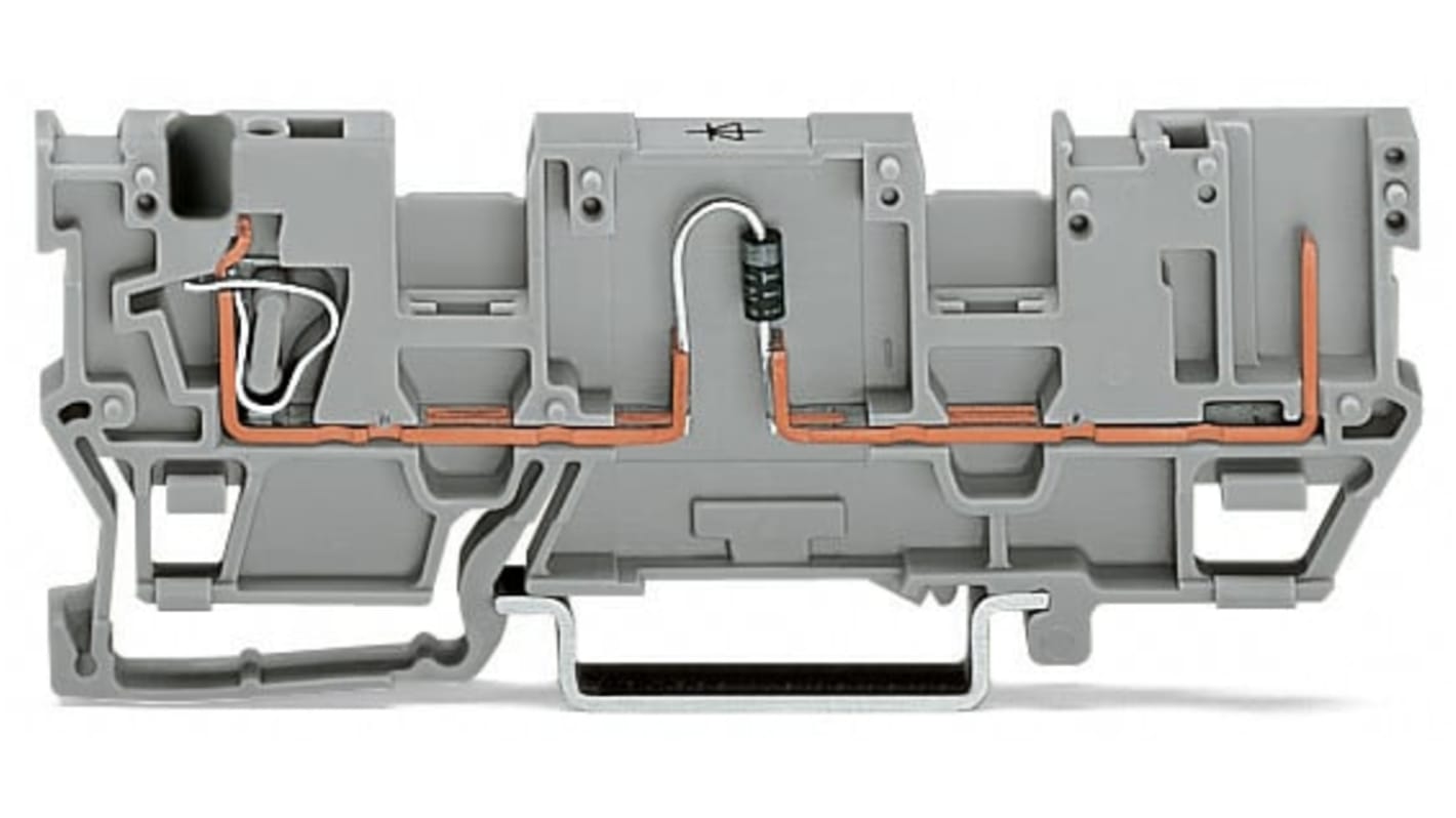 Wago 769 Series Grey Carrier Terminal Block, 4mm², 1-Level, Cage Clamp Termination, CSA