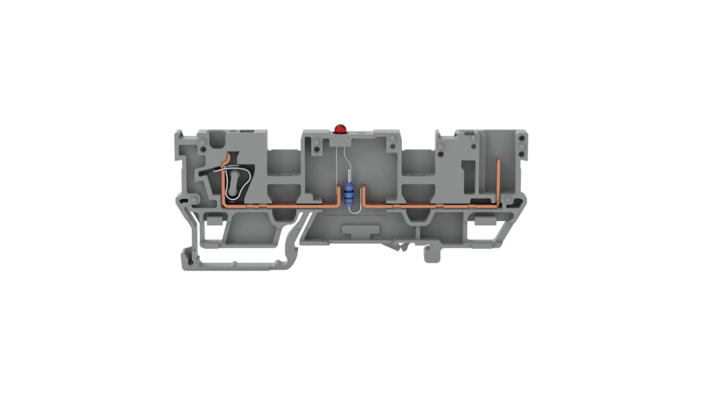 Wago 769 Series Grey Carrier Terminal Block, 4mm², 1-Level, Cage Clamp Termination, CSA