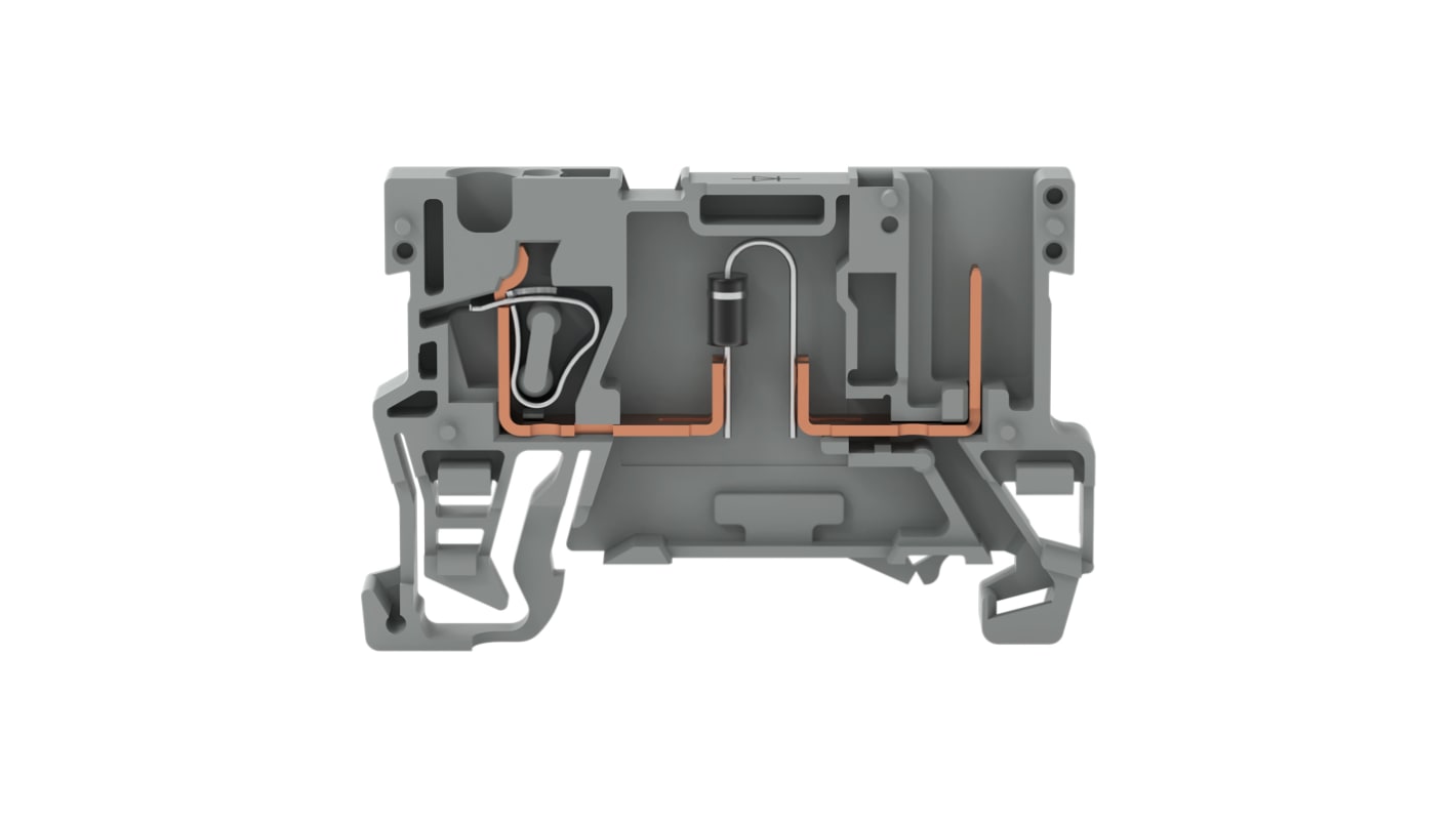 Wago 769 Series Grey Carrier Terminal Block, 4mm², 1-Level, Cage Clamp Termination, CSA