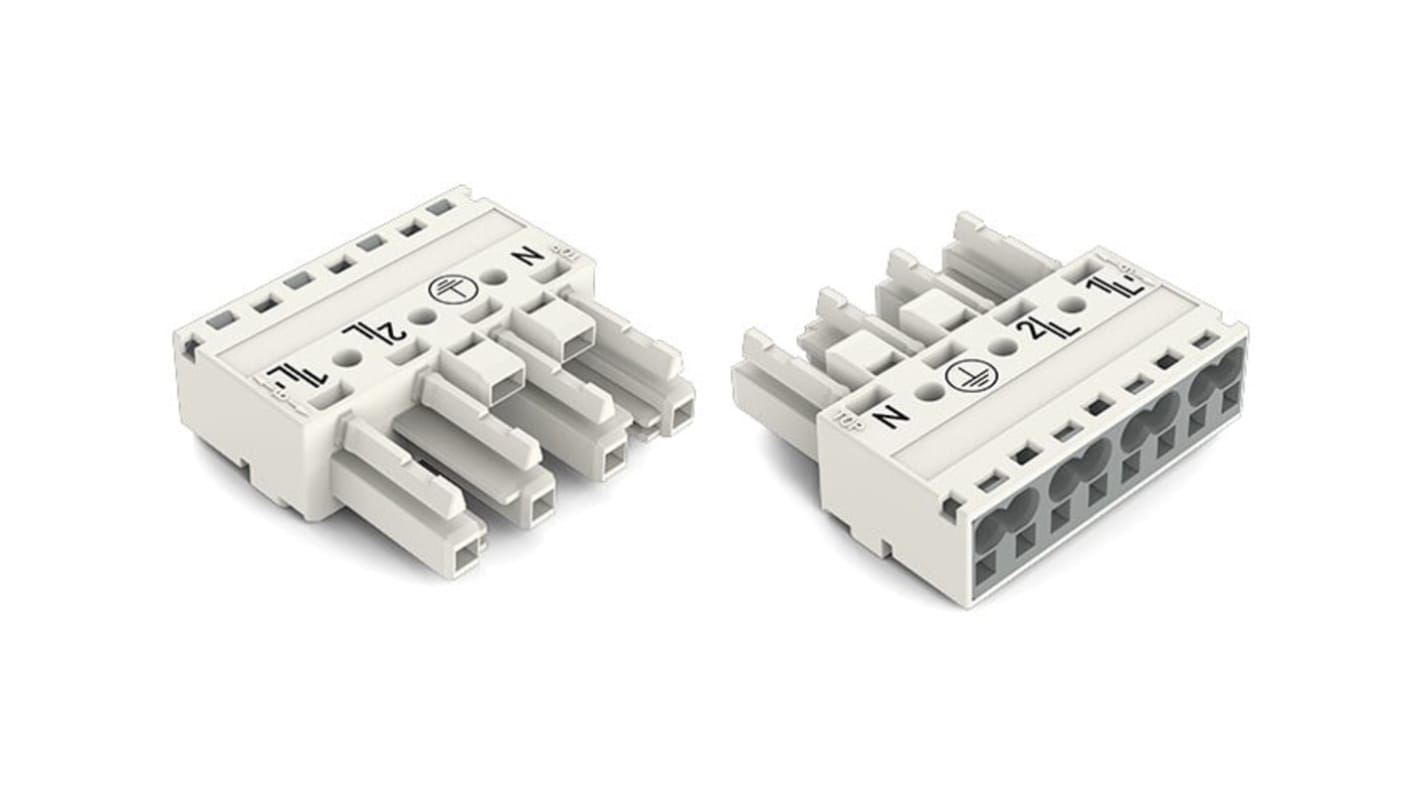 Conector de iluminación Hembra 770, 4 Polos, Montaje de Cable, 25A, IP20