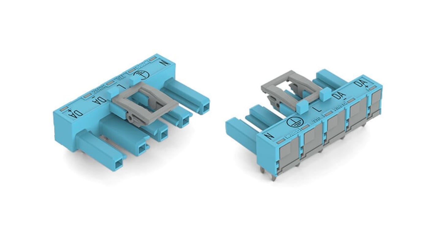 Conector hembra para PCB En Ángulo Wago serie 770, de 5 vías en 1 fila, paso 10mm, Montaje en PCB, terminación