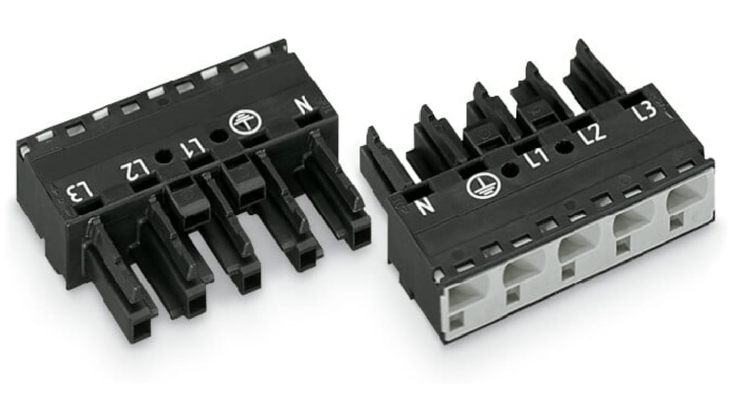 Conector de iluminación Hembra 770, 5 Polos, Montaje de Cable, 25A, IP20