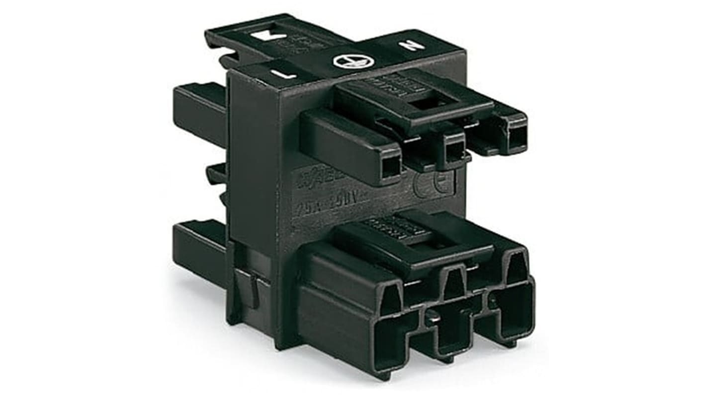 Wago 770 Series Distribution Connector, 3-Pole, Female, Male, Cable Mount, 25A, IP20