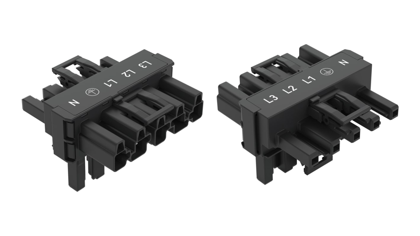 Wago 770 Series Distribution Connector, 5-Pole, Female, Male, Cable Mount, 25A, IP20