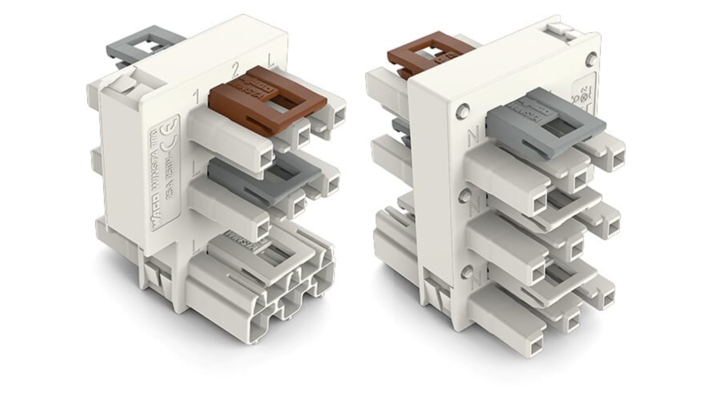 Wago 770 Series Distribution Connector, 3-Pole, Female, Male, Cable Mount, 25A, IP20