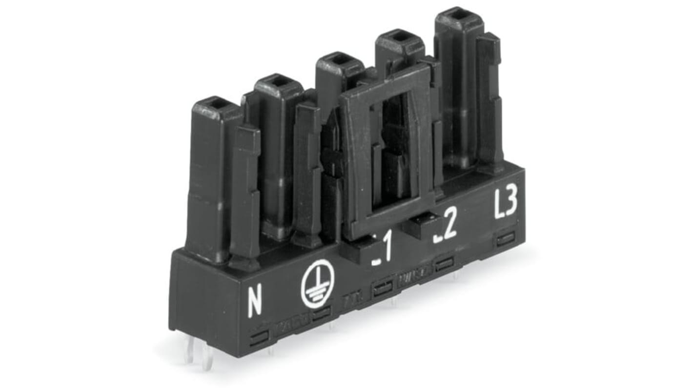 Wago 770 Series Straight PCB Mount PCB Socket, 5-Contact, 1-Row, 10mm Pitch, Cage Clamp Termination