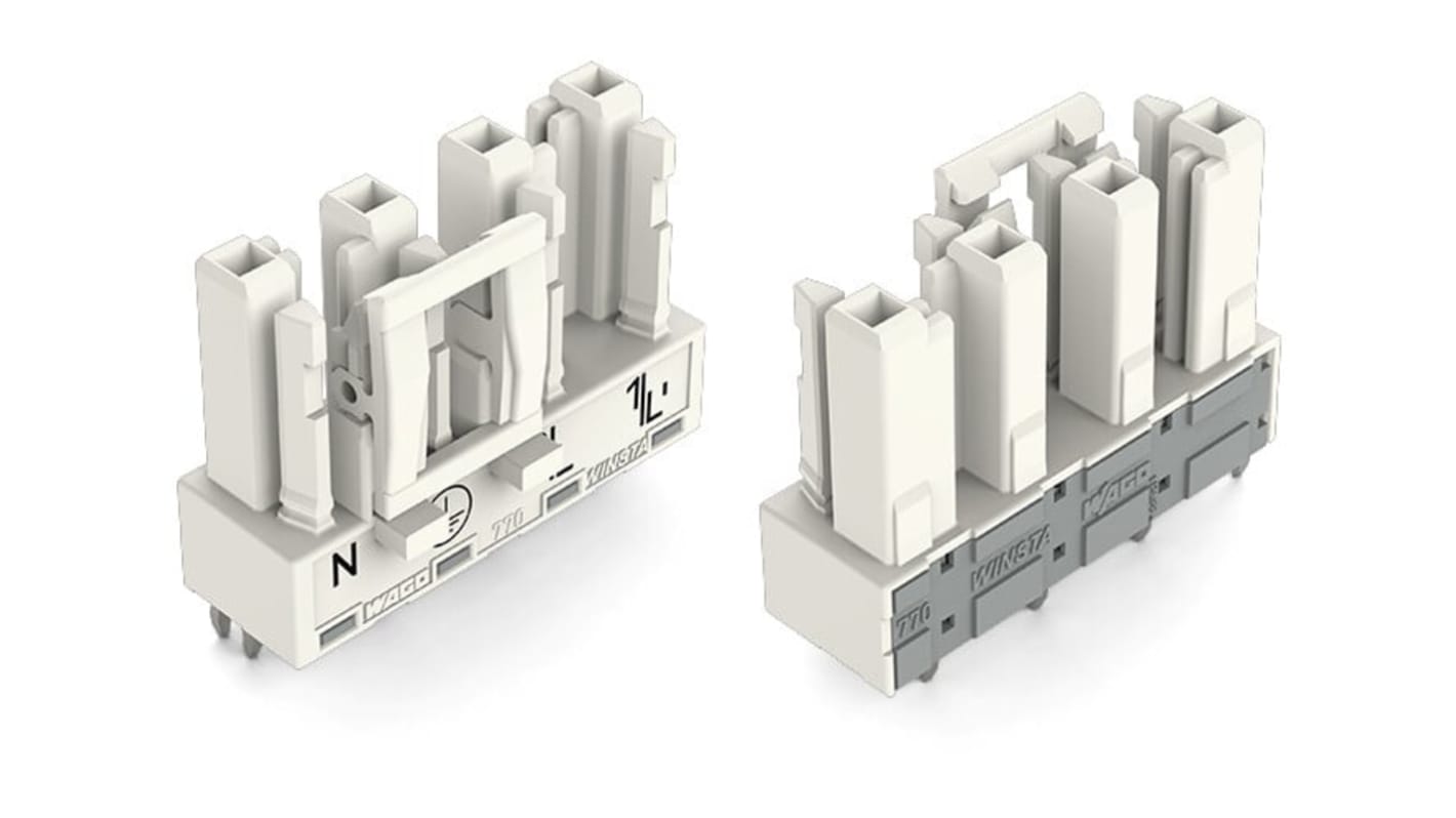 Wago 770 Series Straight PCB Mount PCB Socket, 4-Contact, 1-Row, 10mm Pitch, Cage Clamp Termination