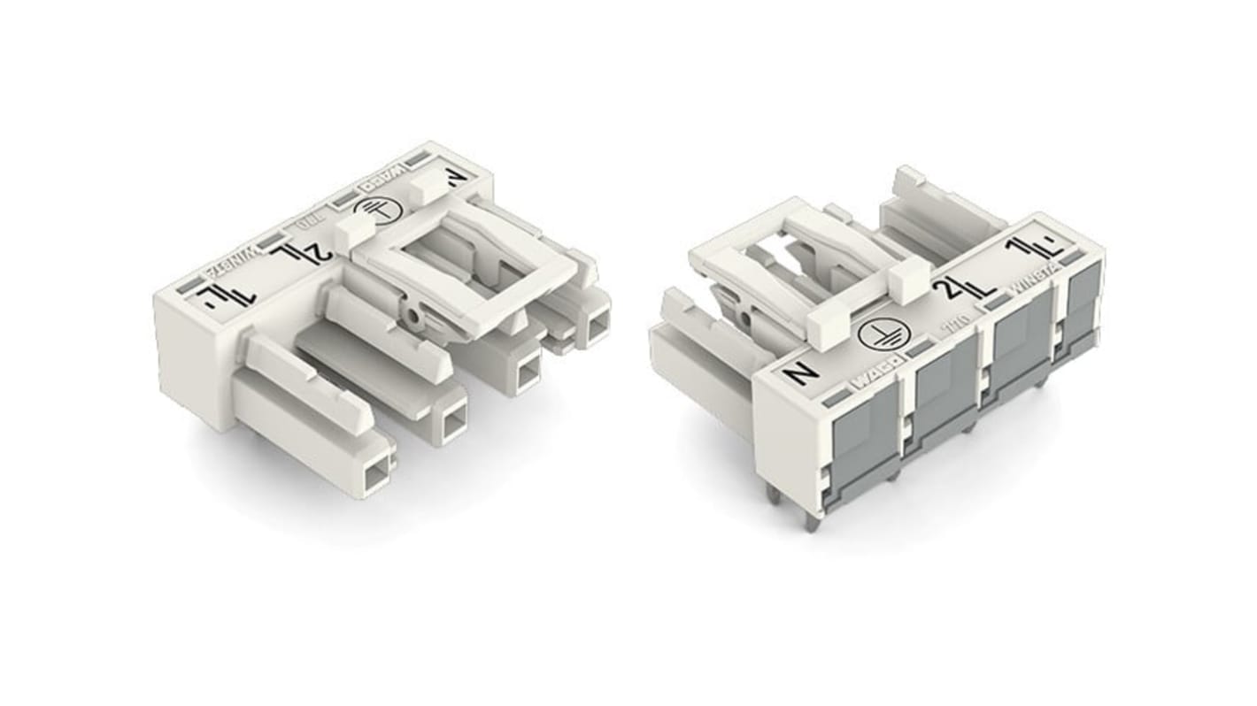 Wago 770 Series Angled PCB Mount PCB Socket, 4-Contact, 1-Row, 10mm Pitch, Cage Clamp Termination