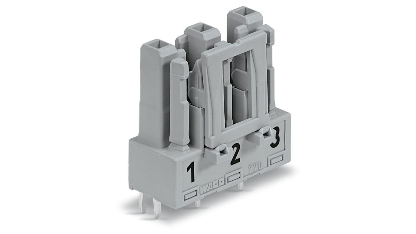 Conector hembra para PCB Wago serie 770, de 3 vías en 1 fila, paso 10mm, Montaje en PCB, terminación Abrazadera de Caja