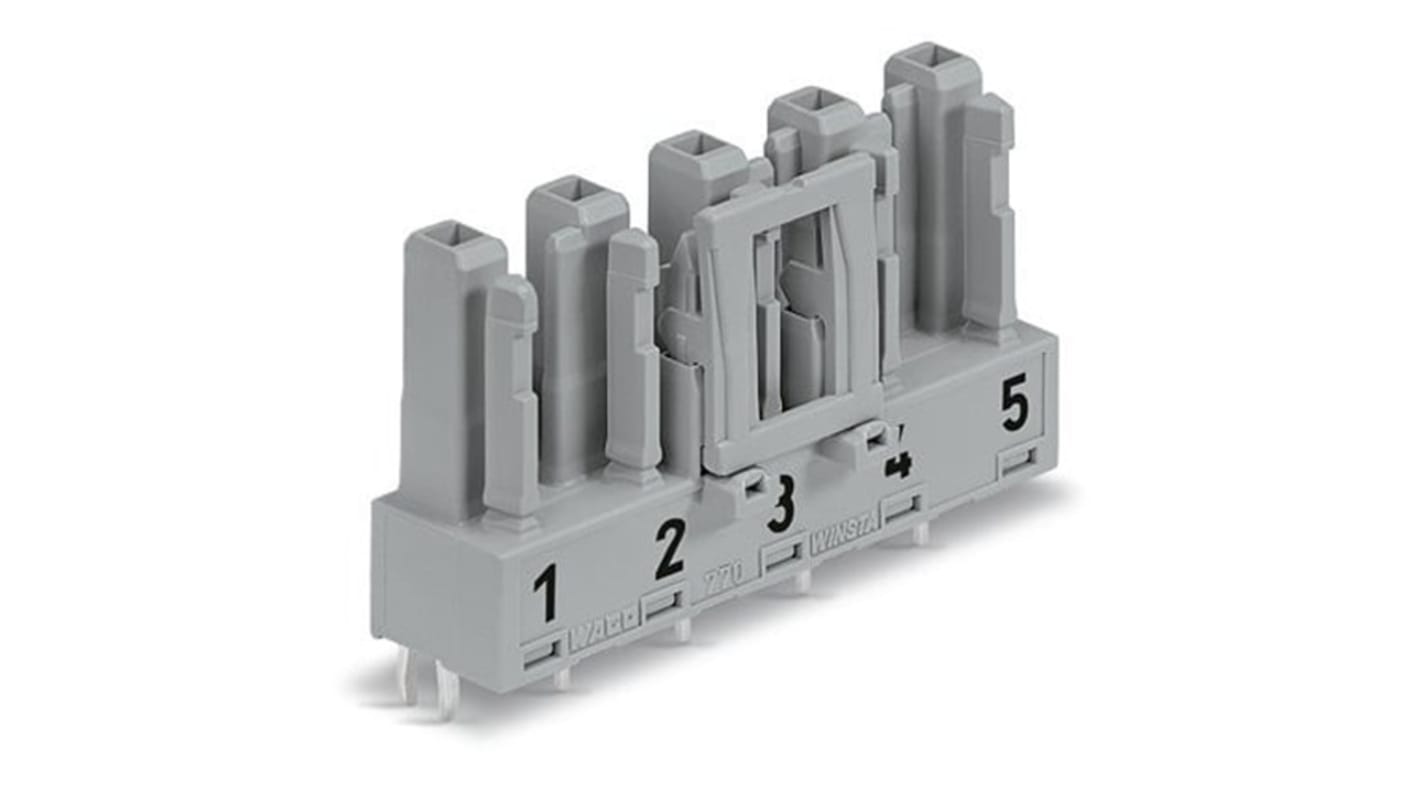 Conector hembra para PCB Wago serie 770, de 5 vías en 1 fila, paso 10mm, Montaje en PCB, terminación Abrazadera de Caja