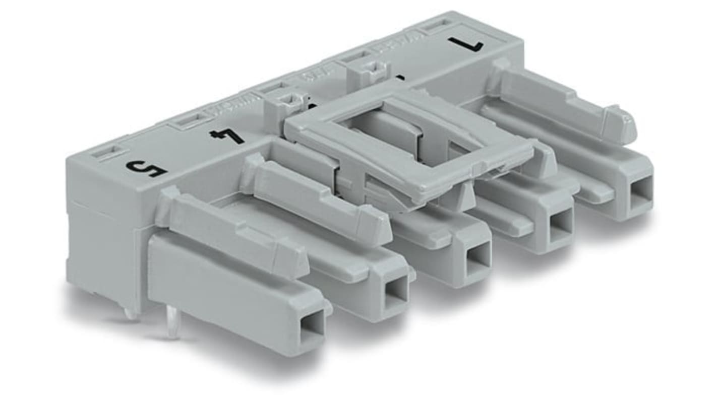 Wago 770 Series Angled PCB Mount PCB Socket, 5-Contact, 1-Row, 10mm Pitch, Cage Clamp Termination