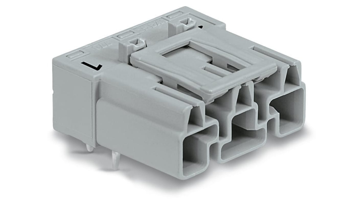 Wago 770 Series Angled PCB Mount PCB Header, 3 Contact(s), 10mm Pitch, 1 Row(s), Shrouded