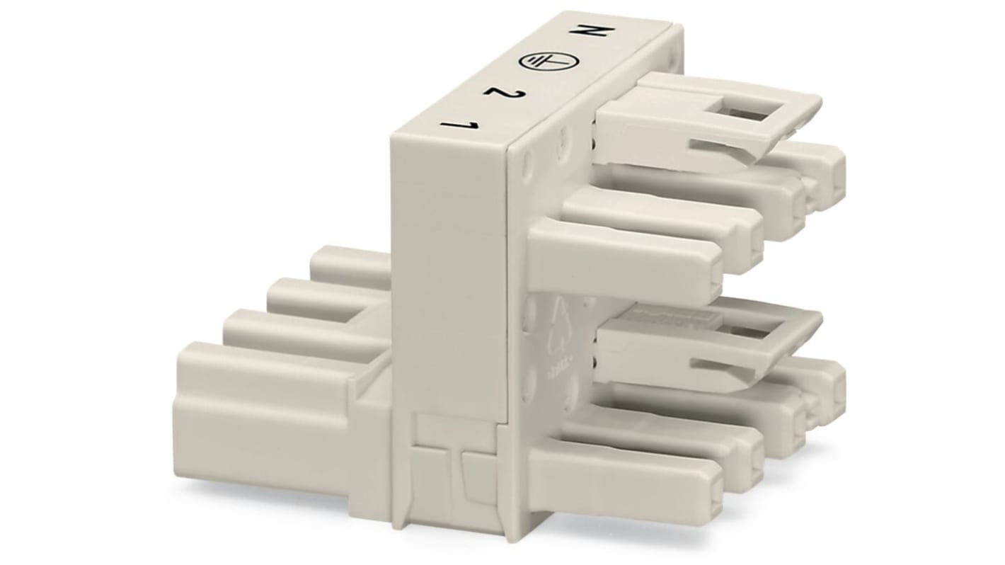 Wago 770 Series Distribution Connector, 4-Pole, Female, Male, Cable Mount, 25A, IP20