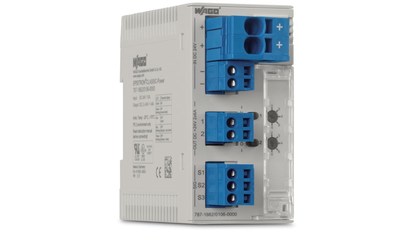 Wago Electronic Circuit Breaker 10A 24V 787, 2 channels , DIN Rail