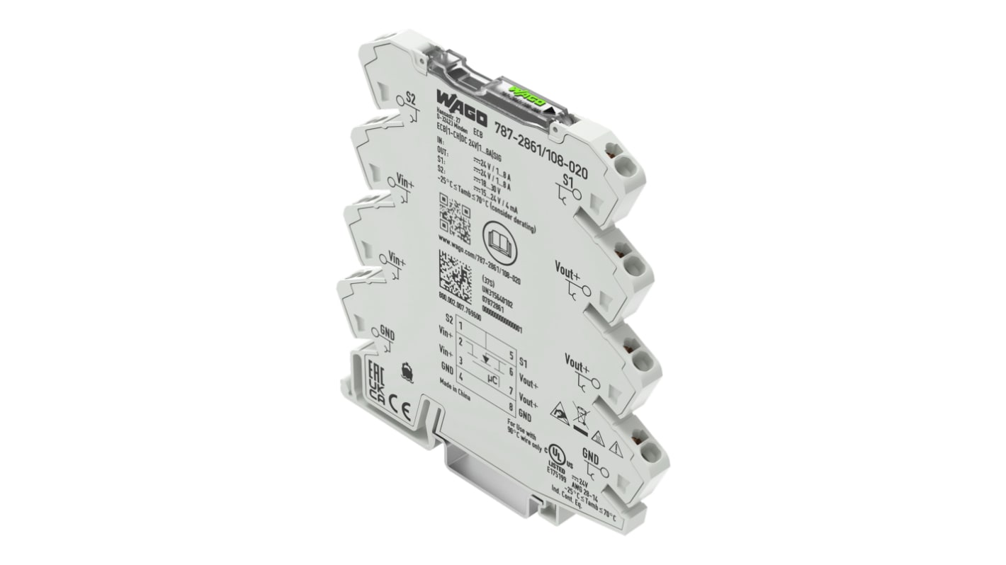 Interruttore di sicurezza elettronico Wago, 8A, 24V, 1 canale, Guida DIN, 787