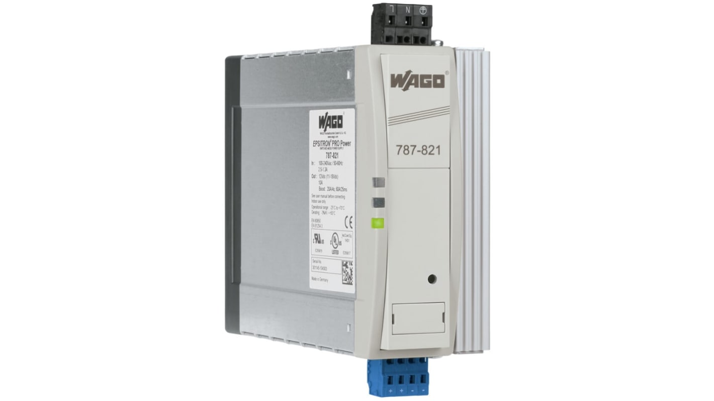 Wago 787 Switched Mode Switching Power Supply, 230V ac ac Input, 12V dc dc Output, 10A Output, 120W