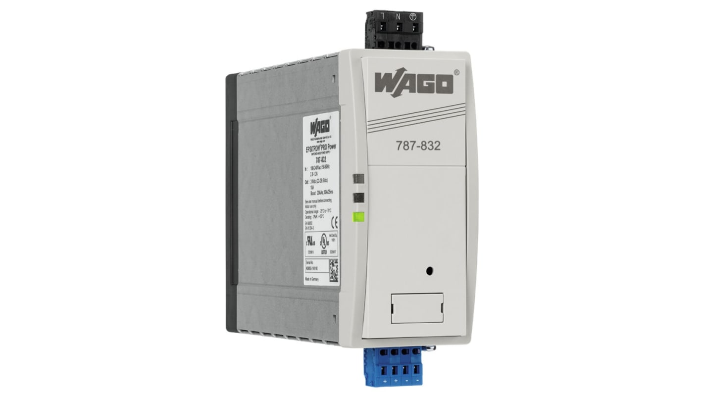 Wago Switching Power Supply, 787-832, 24V dc, 10A, 240W, 100 → 240V ac Input Voltage