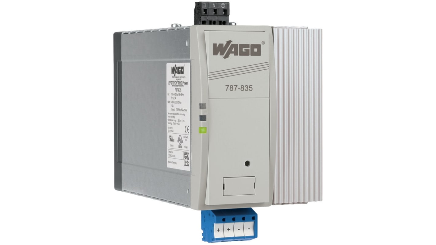 Alimentatore switching Wago 787-835, 480W, ingresso 100 → 240V ca, uscita 48V cc, 10A