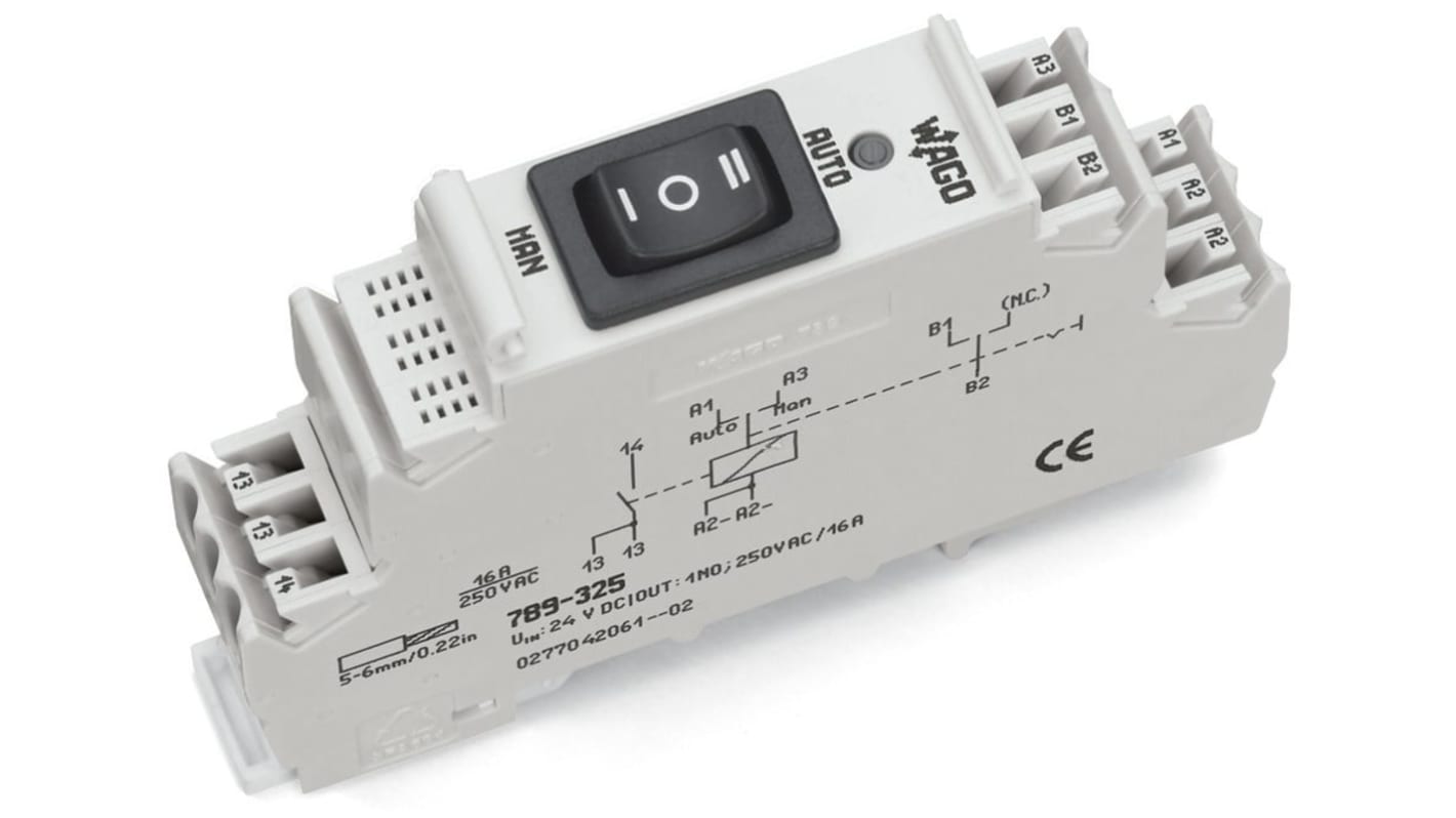 Módulo de relé Wago 789, 24V dc, 16A, para carril DIN