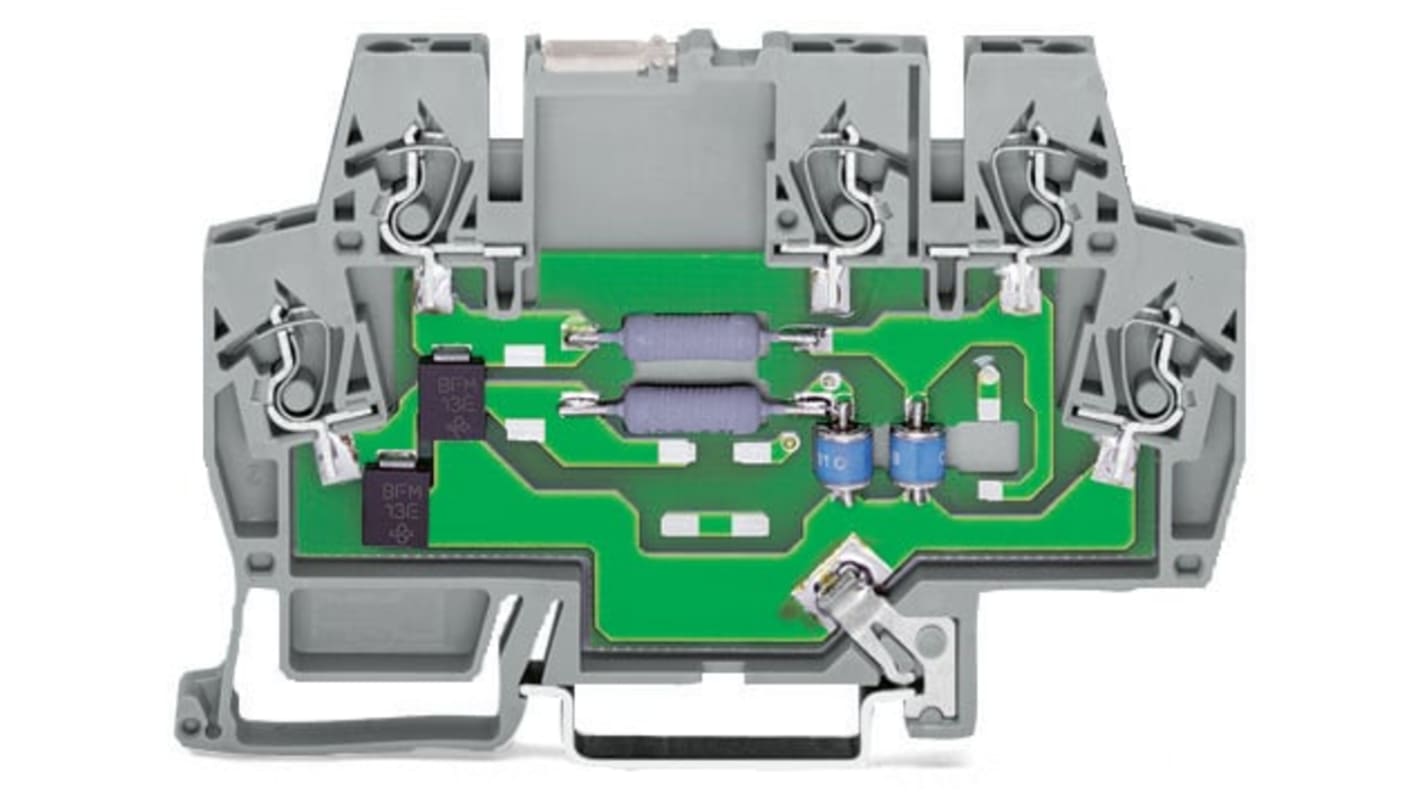 Wago 792 Überspannungsschutzeinheit, Transienten Spannungsbegrenzer 24 V dc, DIN-Schienen Montage