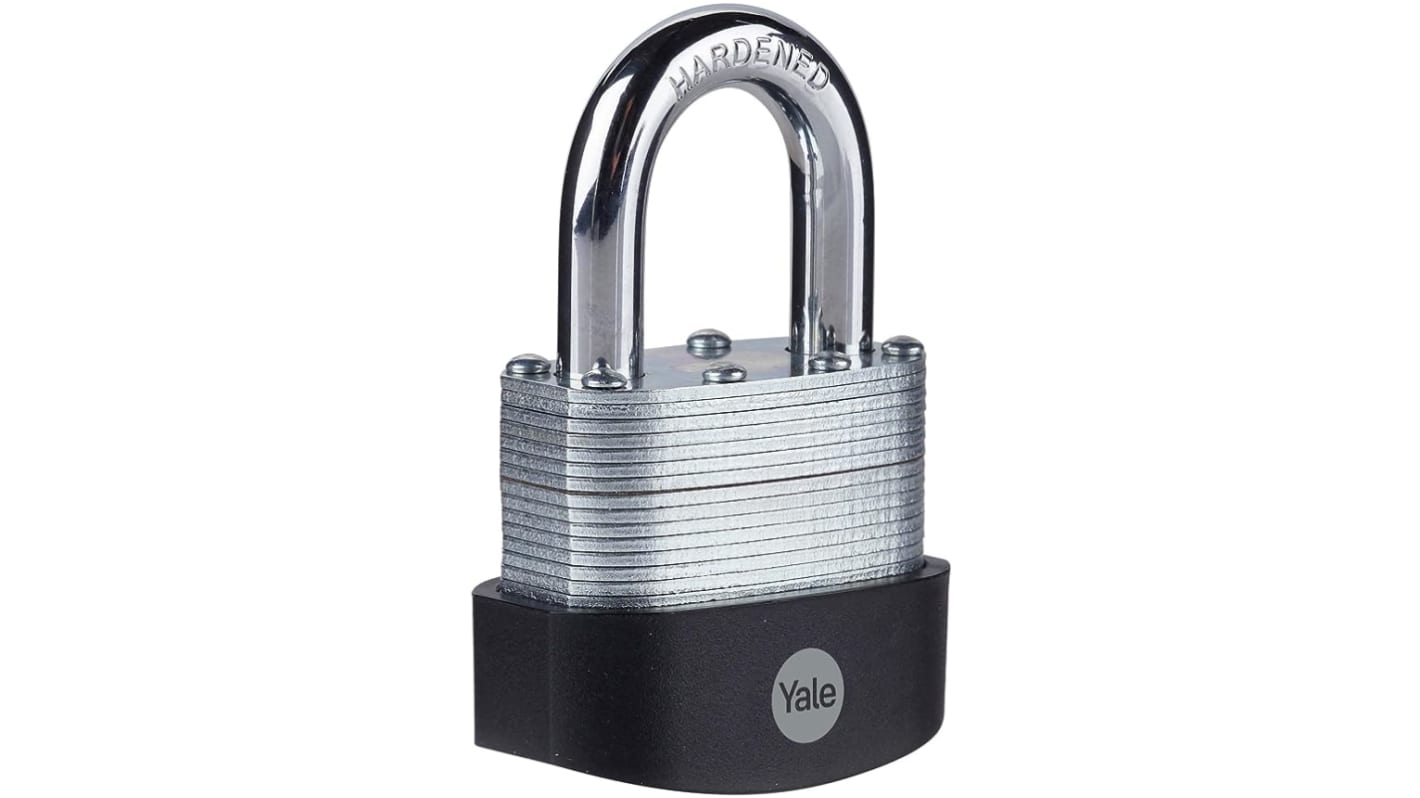 Yale Padlock Brass, Steel Steel Padlock, 9.5mm Shackle, 56mm Body