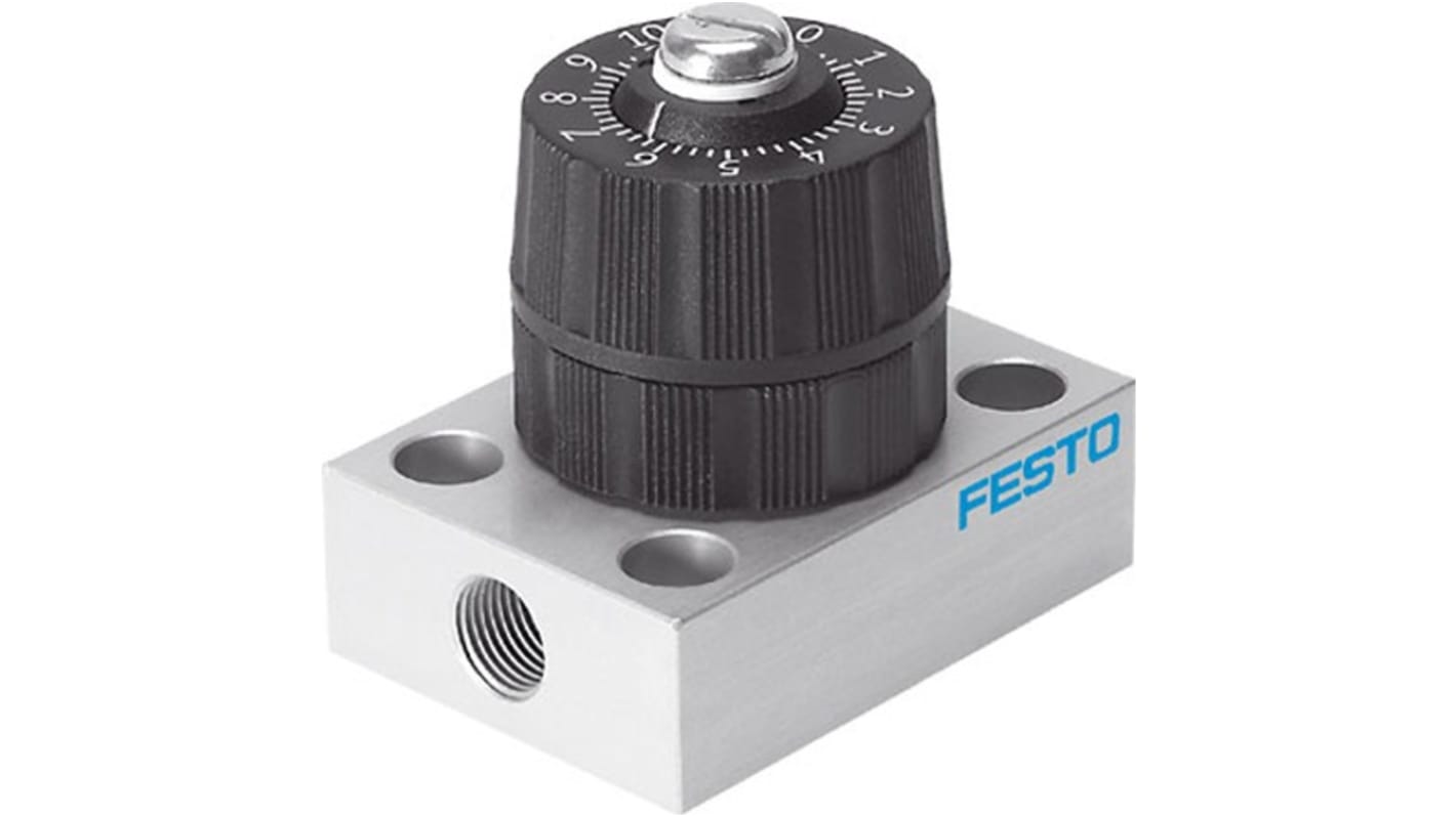 Festo Rotary Knob One Way Flow Control Pneumatic Control Valve GRP Series, G 1/8, G 1/8, 542023