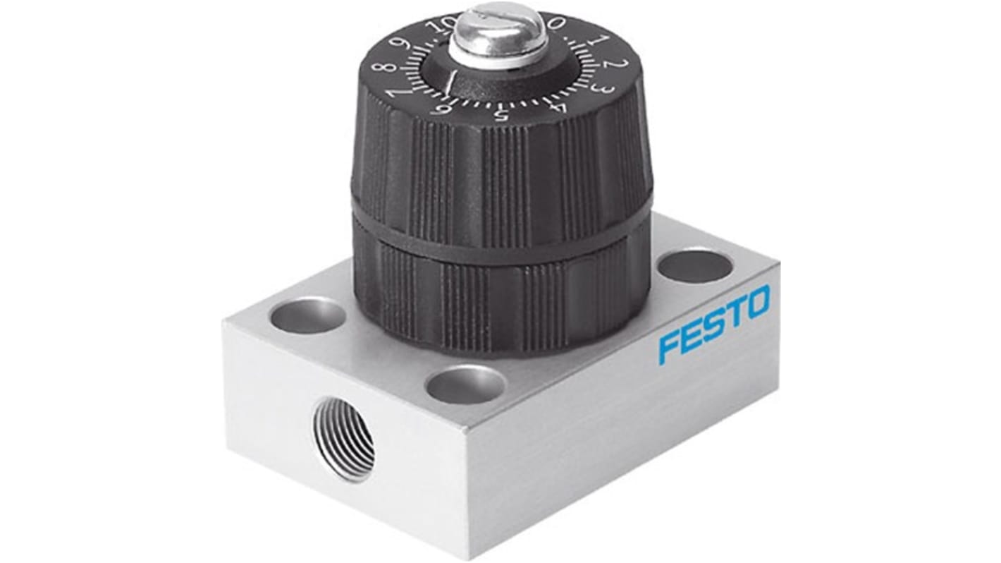 Festo Rotary Knob One Way Flow Control Pneumatic Control Valve GRP Series, G 1/8, G 1/8, 542022