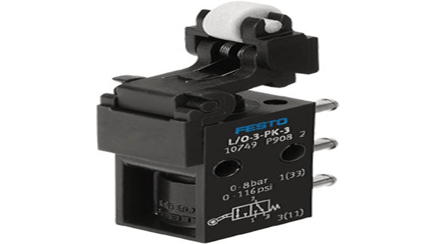 Festo Toggle Lever 3/2 Way, Monostable, Open/Closed Pneumatic Control Valve L/O Series, 2.5mm, 10749