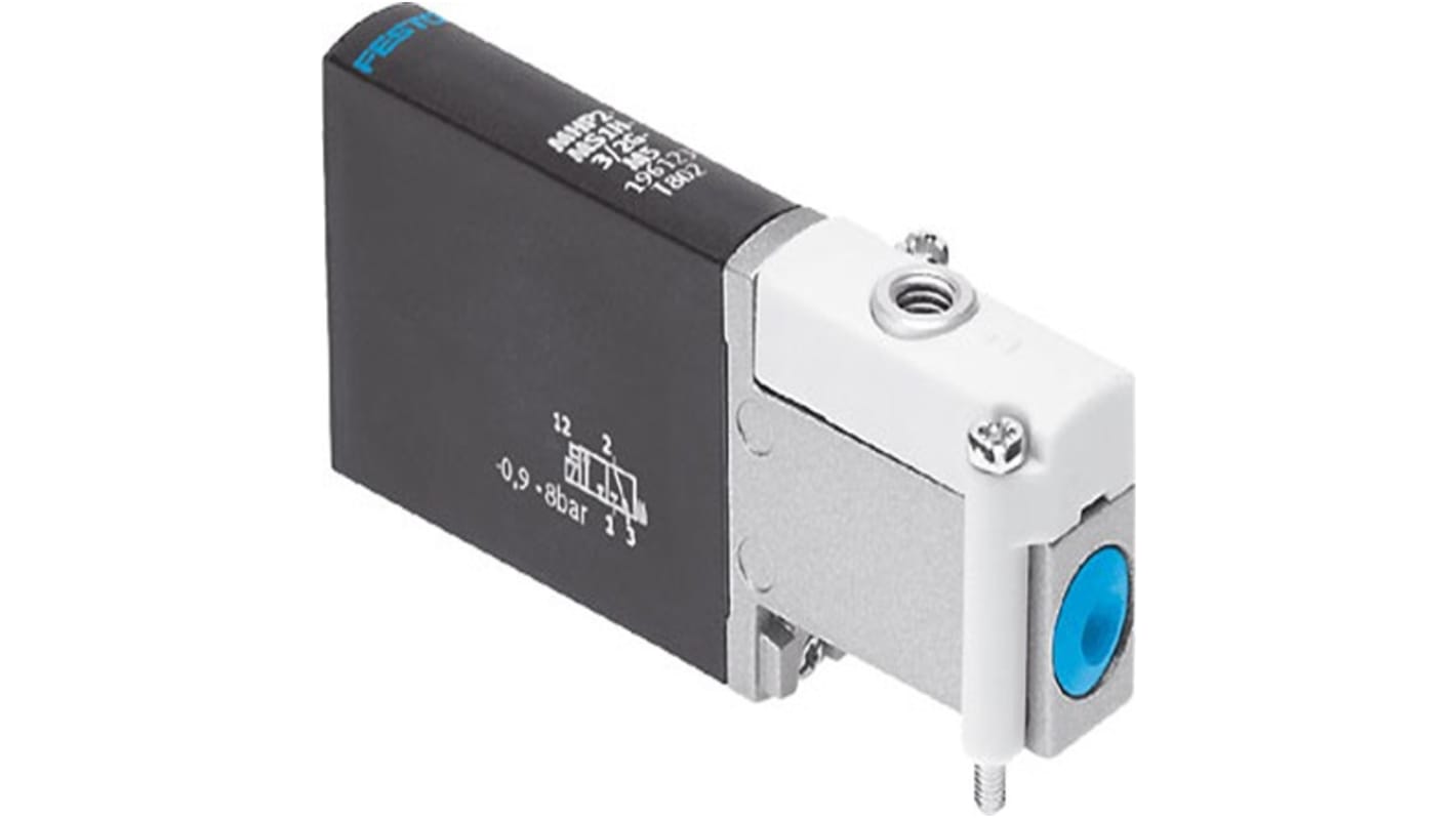 Elettrovalvola a Solenoide Festo, Metrico M5, funzione 3/2, Closed, Monostable, azionamento Elettrico, 24V cc