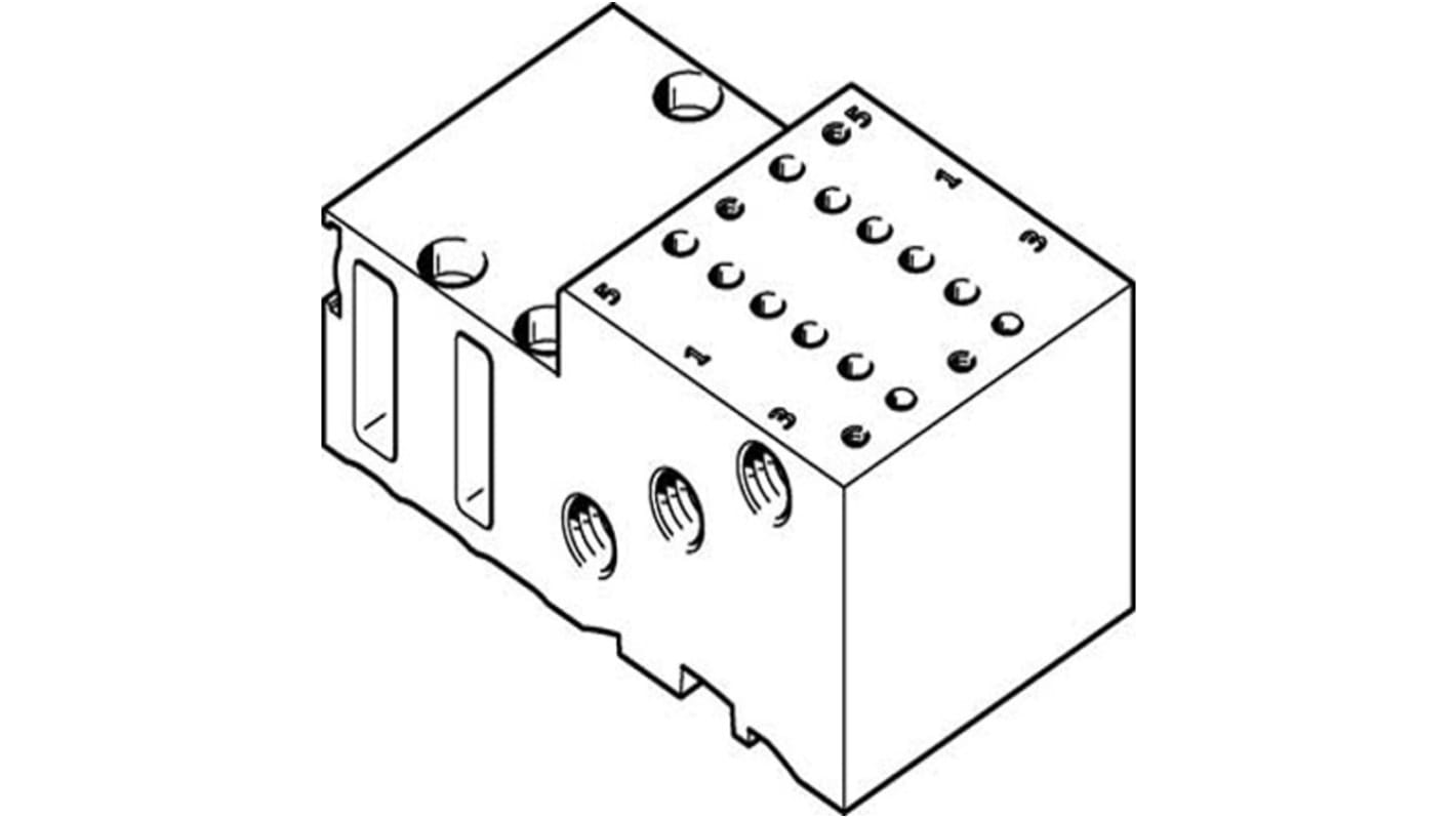 Bloque colector, Festo, 2 Estaciones , M7, Aleación de Aluminio