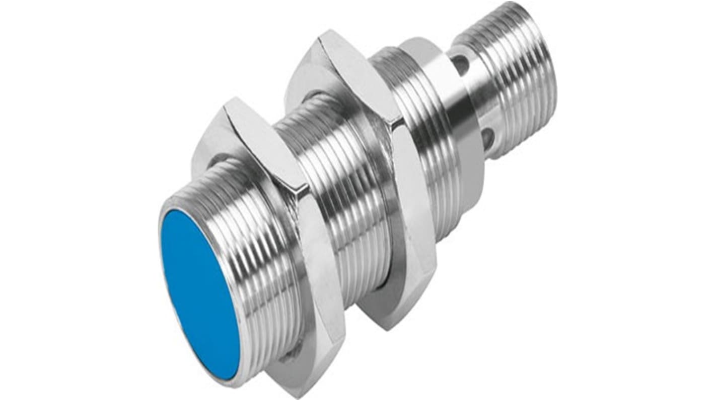 Festo SIEH Series Inductive Barrel-Style Proximity Sensor, M18 x 1, 8 mm Detection, NPN Output, 10 → 30 V dc,