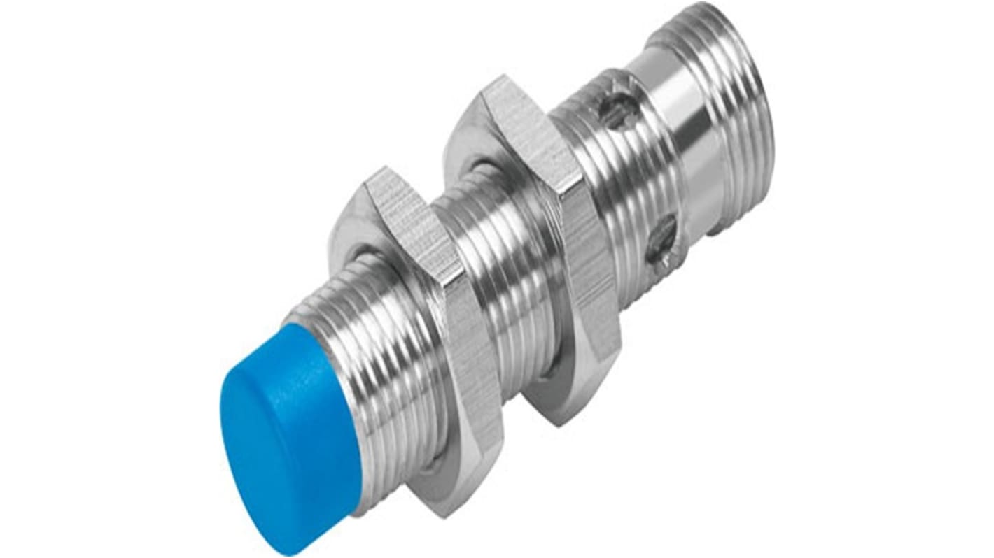 Festo SIEN Series Inductive Barrel-Style Proximity Sensor, M12 x 1, 4 mm Detection, NPN Output, 10 → 30 V dc,