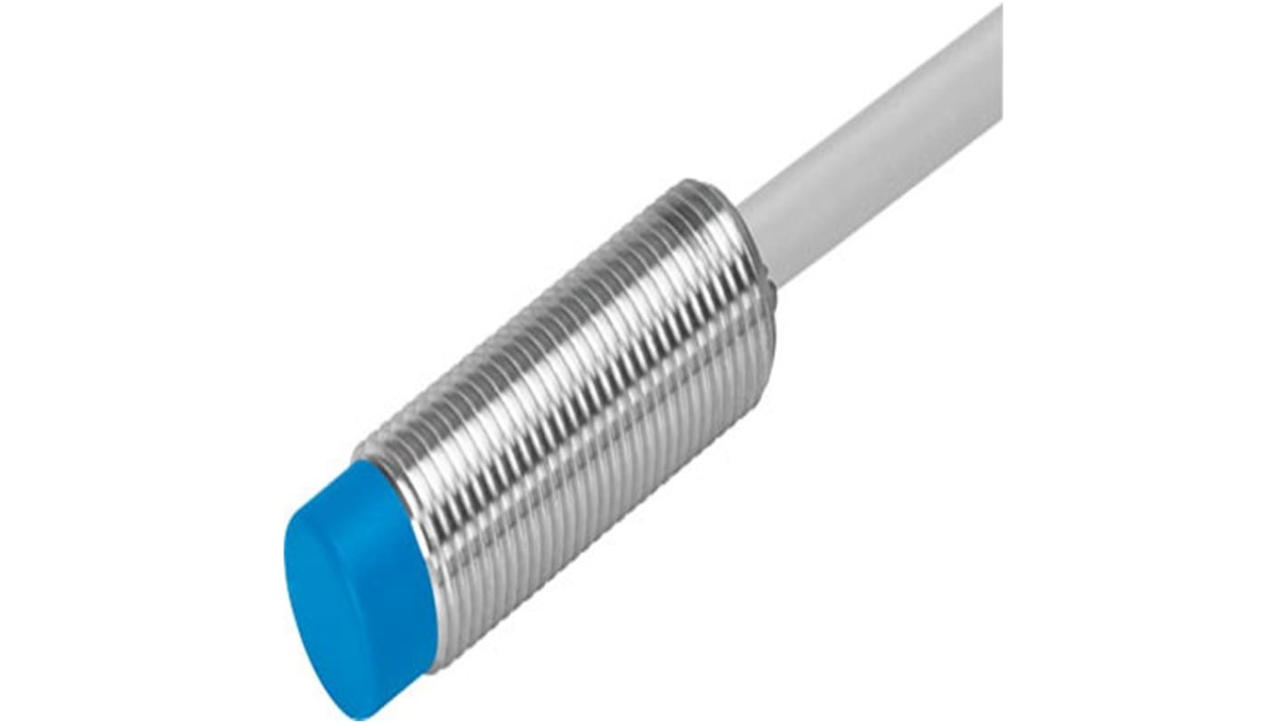 Festo SIEN Series Inductive Barrel-Style Proximity Sensor, M12 x 1, 4 mm Detection, PNP Output, 10 → 30 V dc,