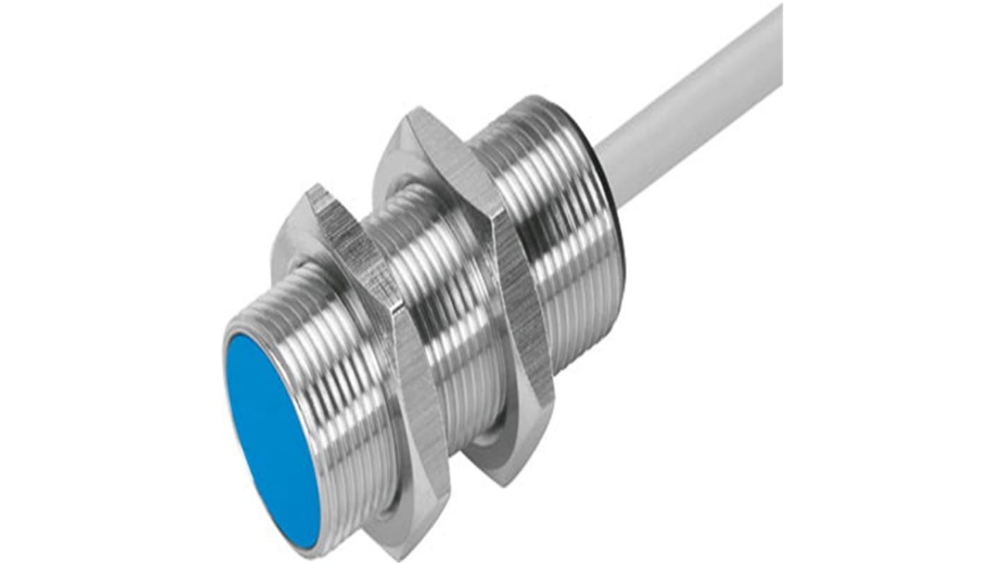 Festo SIEN Series Inductive Barrel-Style Proximity Sensor, M18 x 1, 5 mm Detection, NPN Output, 10 → 30 V dc,