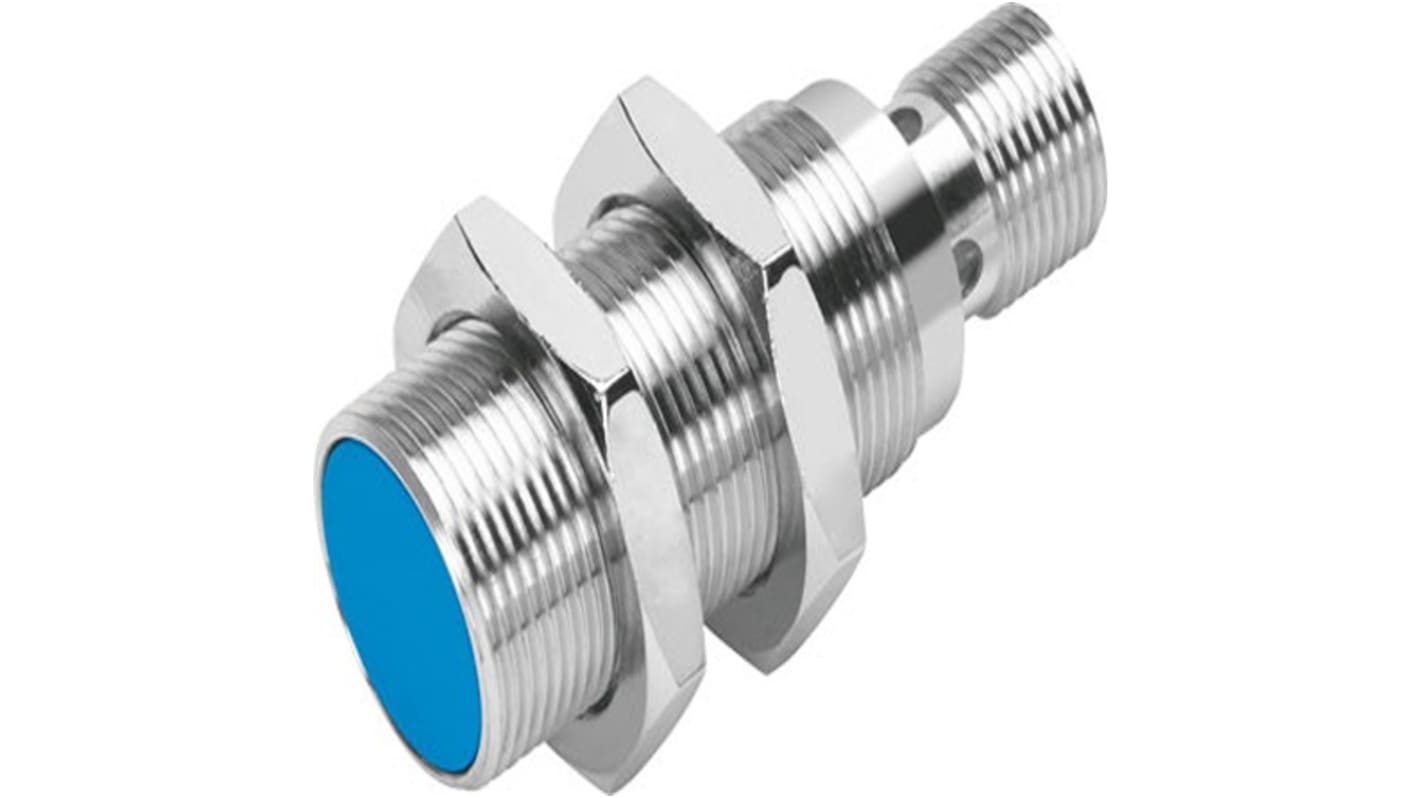 Festo SIEN Series Inductive Barrel-Style Proximity Sensor, M18 x 1, 5 mm Detection, NPN Output, 10 → 30 V dc,