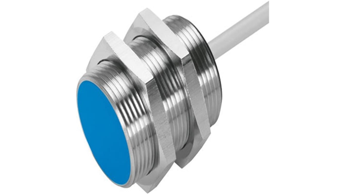 Festo SIEN Series Inductive Barrel-Style Proximity Sensor, M30 x 1.5, 10 mm Detection, NPN Output, 10 → 30 V dc,